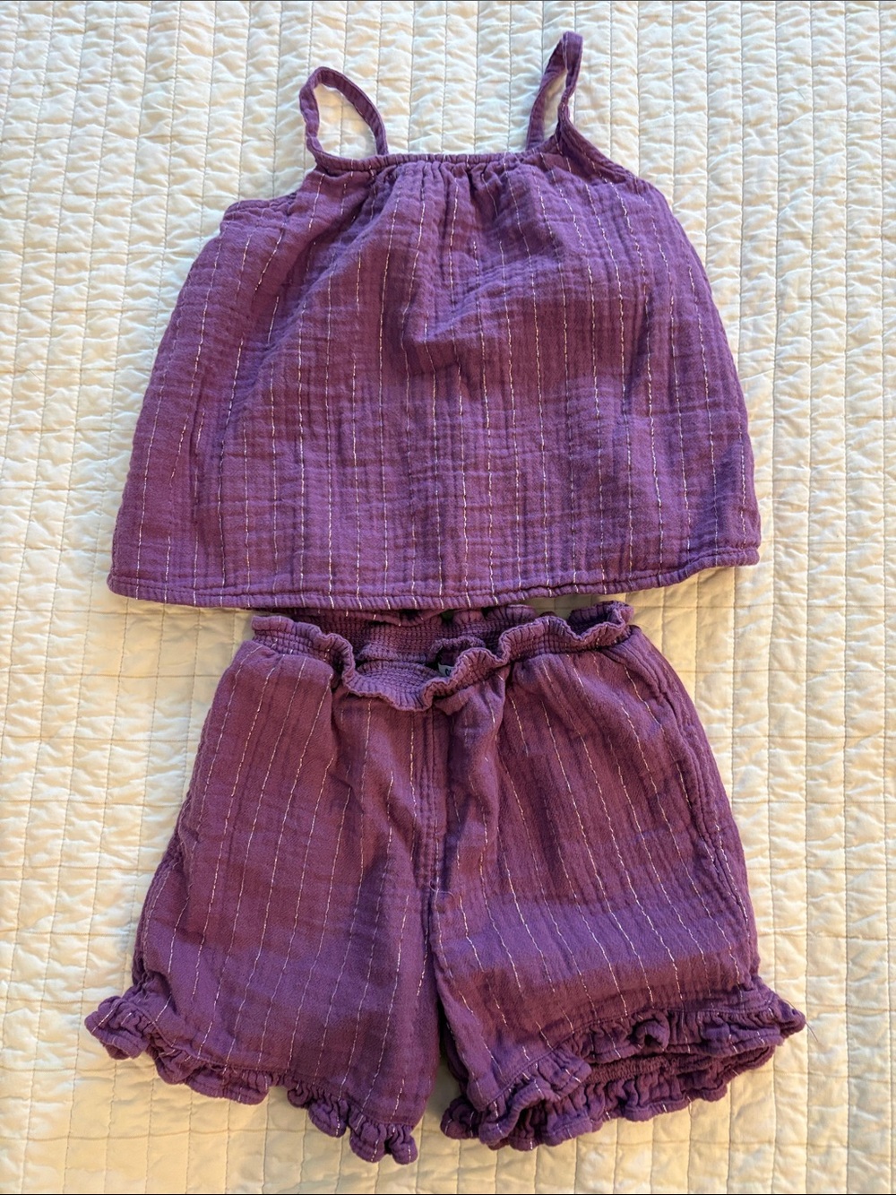 Old Navy Purple Girls' Tank & Ruffle Shorts Set